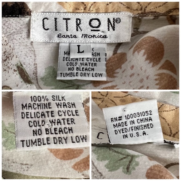 Citron floral short sleeve button down blouse size large - Picture 5 of 7